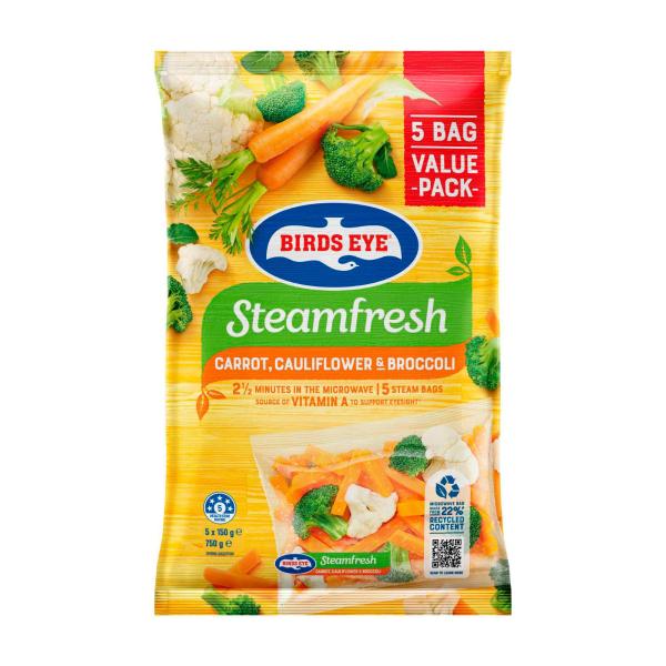 Steam Fresh Cauliflower Carrot & Broccoli Frozen Mixed Veg Value Pack