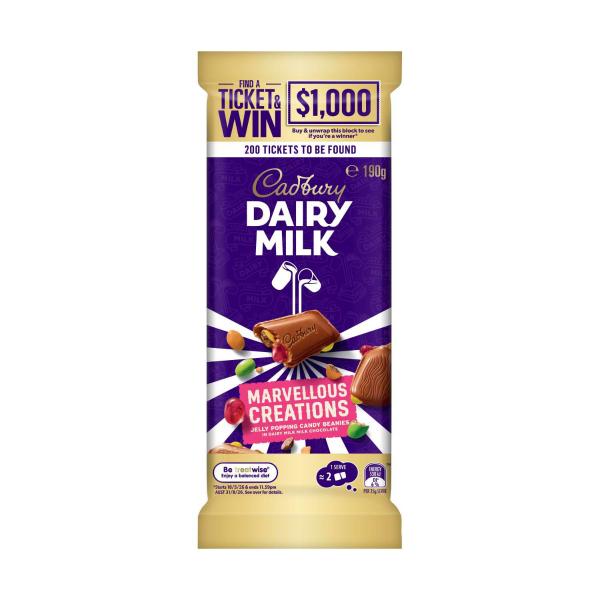 Dairy Milk Marvellous Creations Jelly Popping Candy Chocolate Block