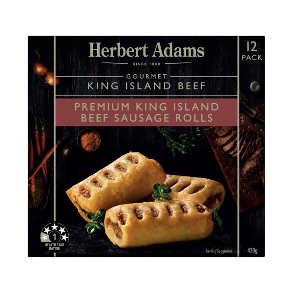 Frozen King Island Frozen Beef Sausage Rolls 12 Pack