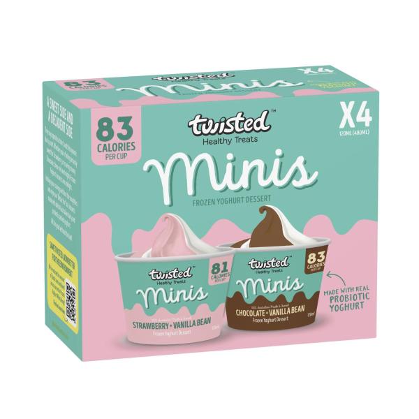 Strawberry Vanilla & Chocolate Vanilla Minis Frozen Yoghurt 4 Pack