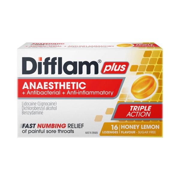 Plus Anaesthetic Honey And Lemon Flavour Lozenges