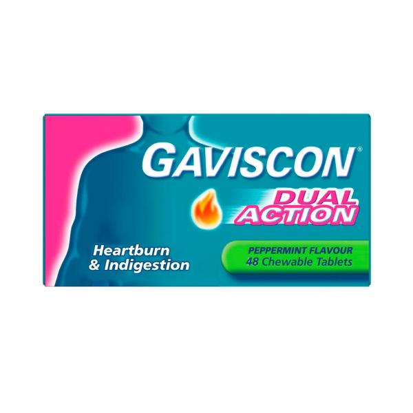 Dual Action Tablets Heartburn And Indigestion Relief Peppermint