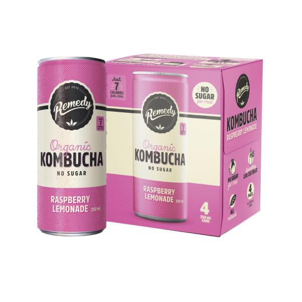 Kombucha Organic Drinks Raspberry Lemonade 4x250ml