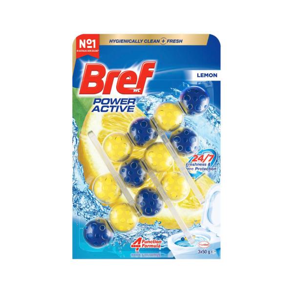 Power Active Toilet Cleaner Rim Block Lemon 3x50g