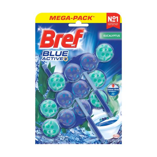 Blue Active Toilet Cleaner Rim Block Eucalyptus 3x50g