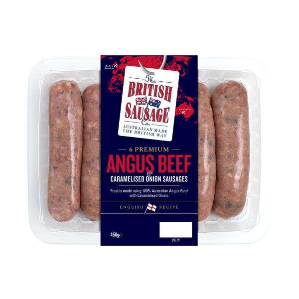 Premium Angus Beef & Caramelised Onion Sausages 6 Pack