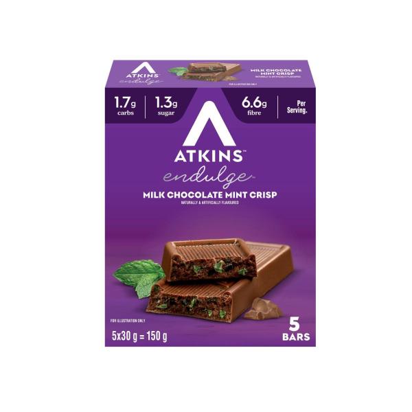 Low Carb Endulge Bar Milk Chocolate Mint Crisp 5x30g