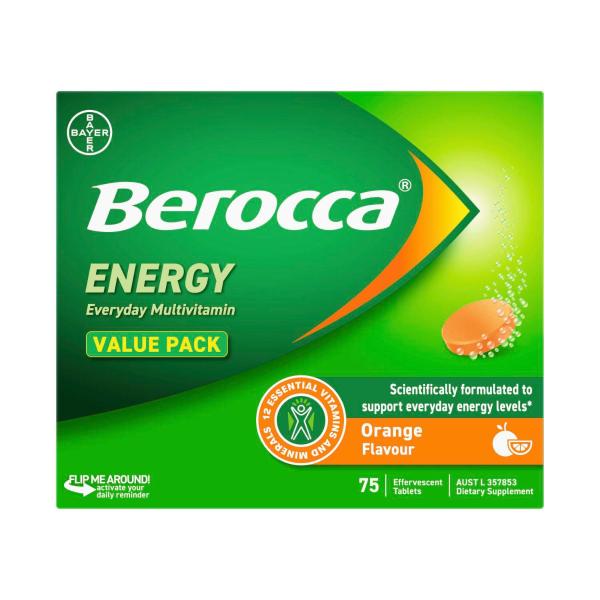 Energy Vitamin B & C Orange Flavour Effervescent Tablets 75 Value Pack