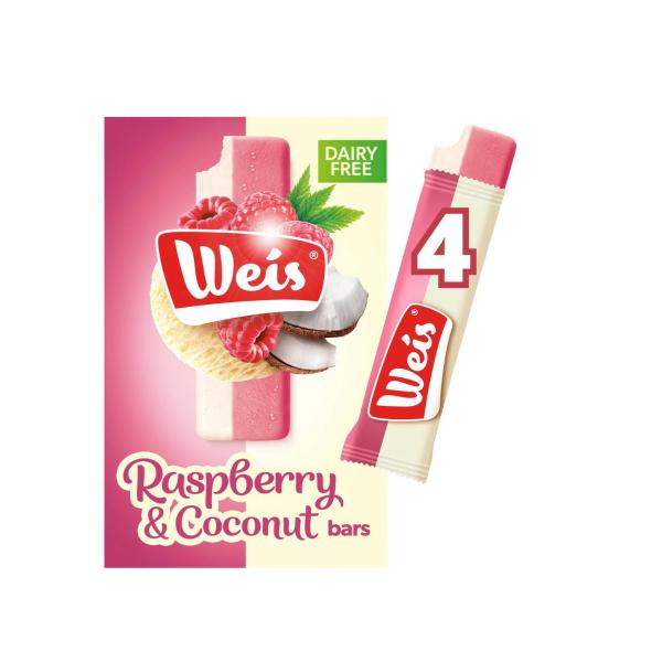 Dairy Free Raspberry & Coconut Frozen Dessert Bars 4 Pack