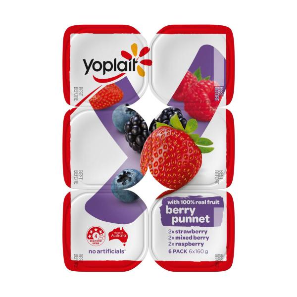 Berry Punnet Yoghurt Strawberry Mixed Berries 6x160g