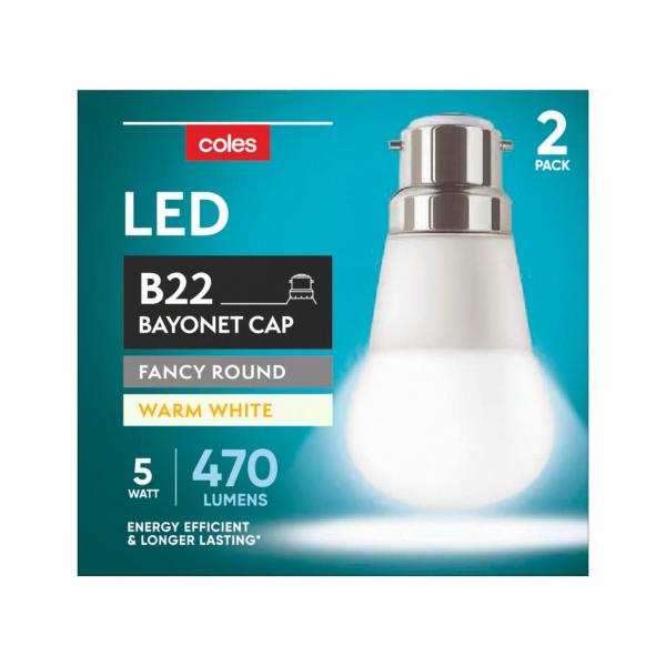 Light Globes Led Round BC 5w 470lum 2700k