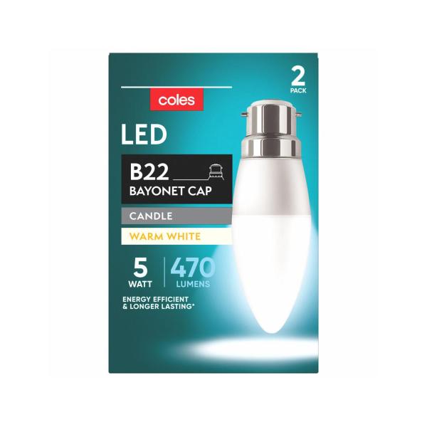 Light Globes Led Candle BC 5w 470lum 2700k