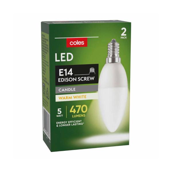 Light Globes Led Candle Ses 5w 470lum 2700k