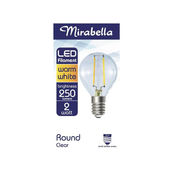 Round Clear Es Globe Warm White Filament Led 2w 250 Lumens