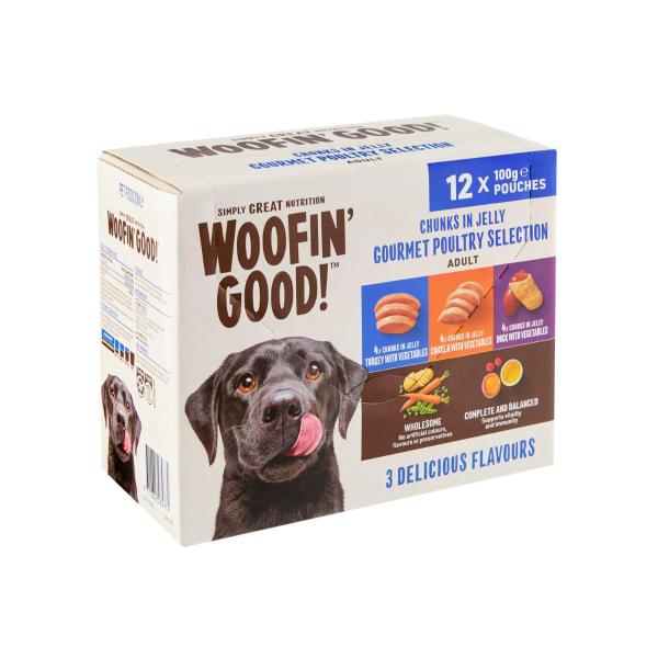 Chunks In Jelly Mixed Selection Chicken Duck & Turkey Pouches Dog Food 100g