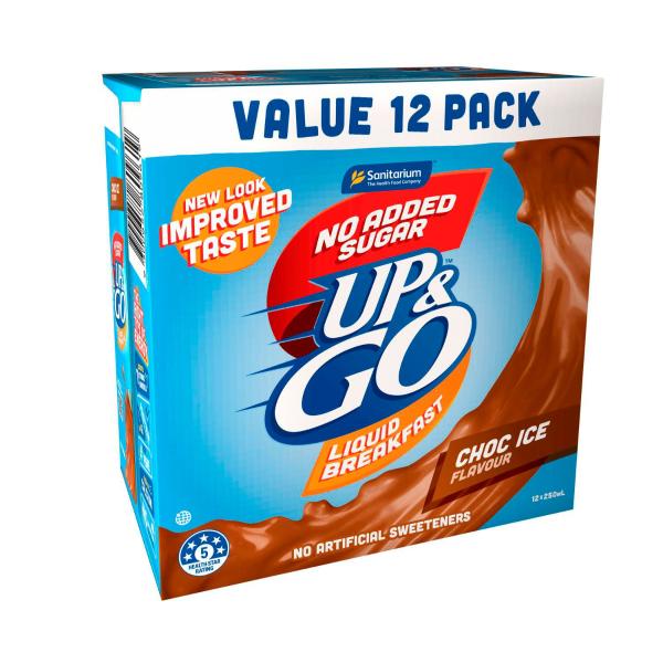 Up&go No Added Sugar Liquid Breakfast Fridge Choc Ice 12x250ml