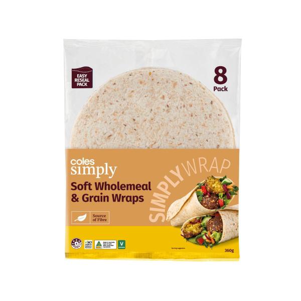 Soft Wholemeal & Grain Wraps 8 Pack
