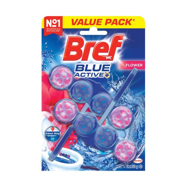 Blue Active Toilet Cleaner Rim Block Flower 2x50g