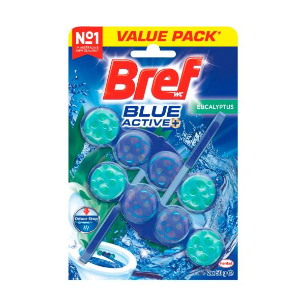 Blue Active Toilet Cleaner Rim Block Eucalyptus 2x50g
