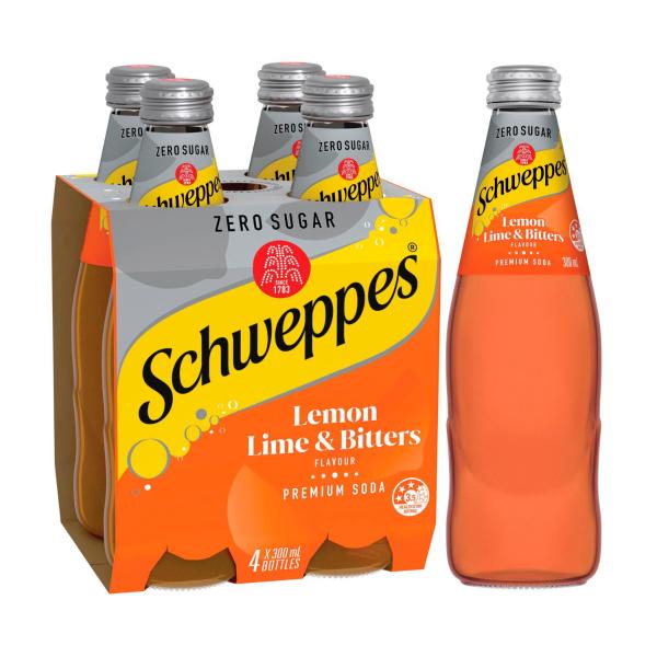 Zero Sugar Lemon Lime Bitters Soft Drink Classic Mixers Multipack Bottles 300ml x 4 Pack