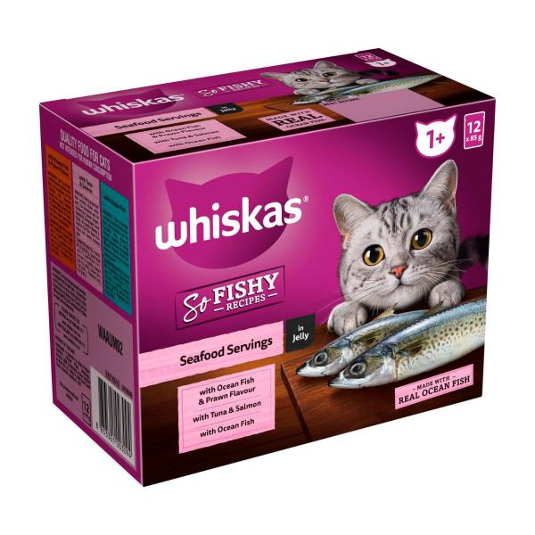 So Fishy Recipes Adult Wet Cat Food Seafood Servings In Jelly Pouches 85g
