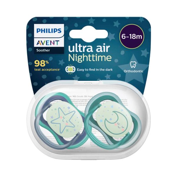 Avent Soother Air Nighttime Mix Bpa Free 6-18 Months