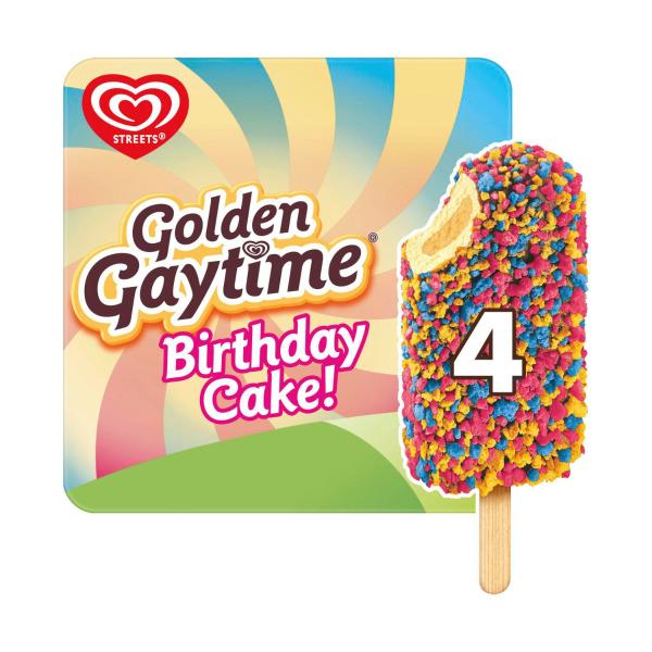 Golden Gaytime Birthday Cake Sticks 4 Pack