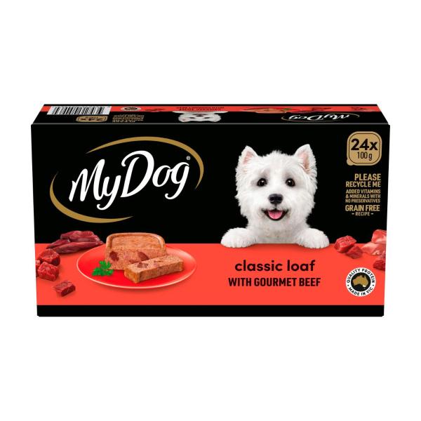 Adult Wet Dog Food Classic Loaf With Gourmet Beef 24x100g Trays