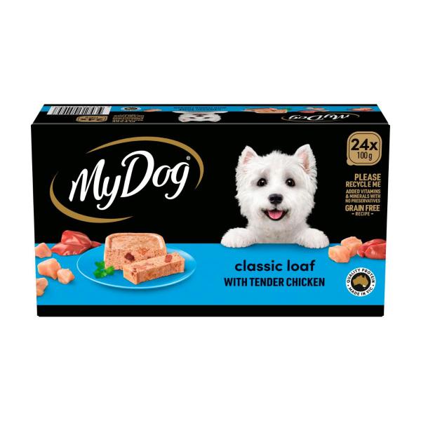 Adult Wet Dog Food Classic Loaf With Tender Chicken 24x100g Trays
