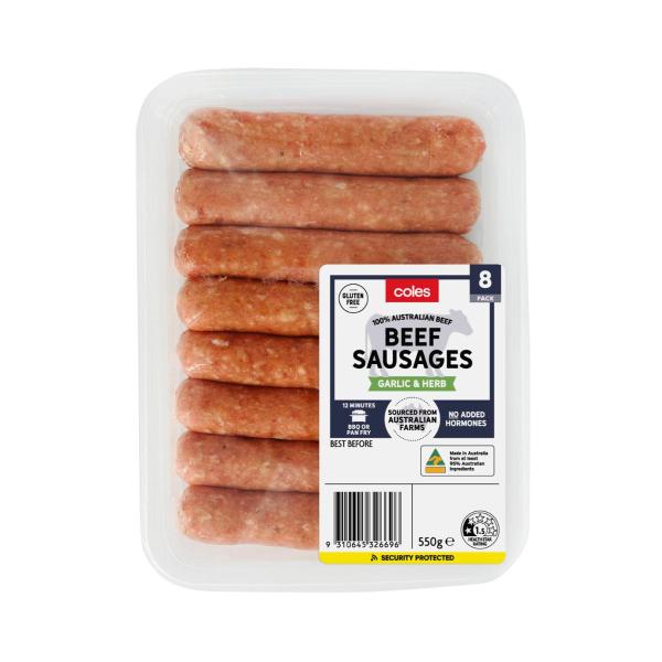 Beef Garlic & Herb Sausages