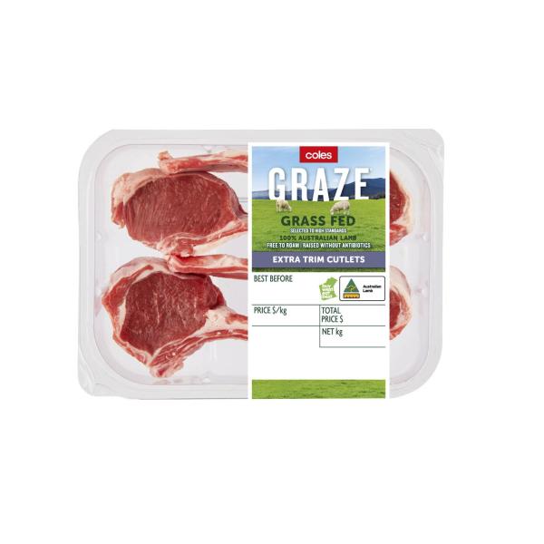 Graze Lamb Extra Trim Cutlets 7x5
