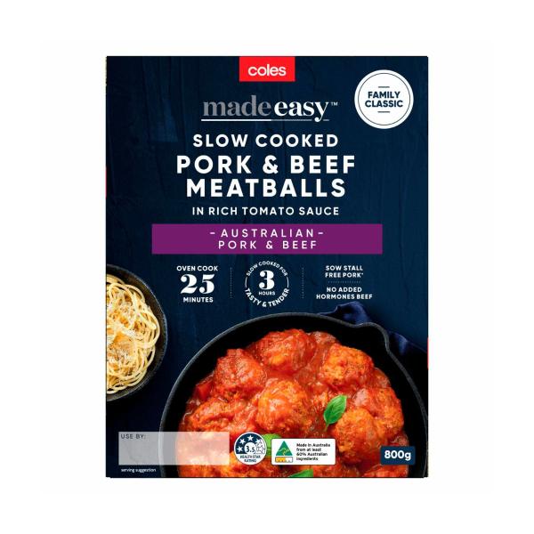 Family Classics Slow Cooked Pork & Beef Meatballs In Tomato Sauce