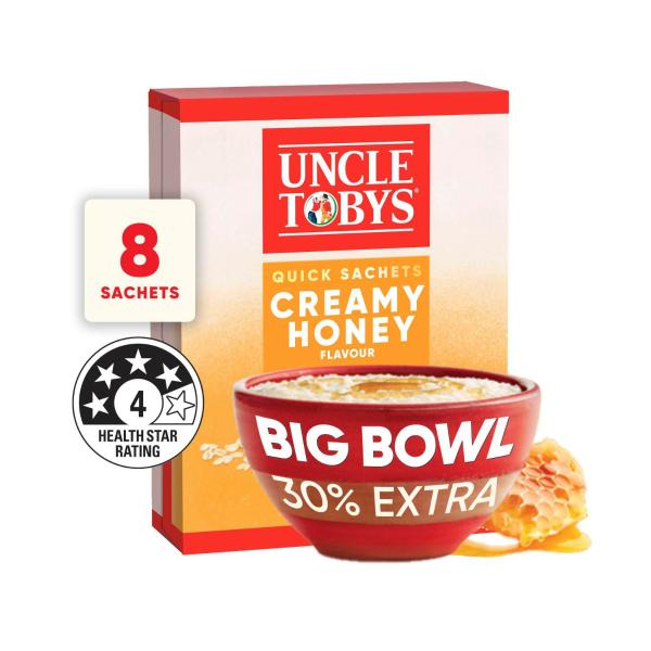 Oats Quick Sachets Breakfast Cereal Creamy Honey Big Bowl