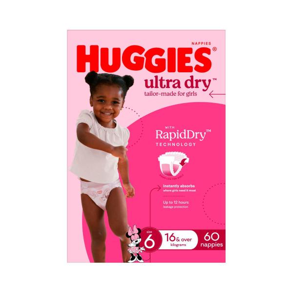 Ultra Dry Nappies Girls Size 6 (16kg+)