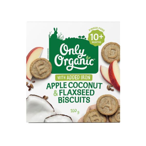 Organic Apple Coconut And Flaxseed Biscuit With Prebiotics 10+ Months