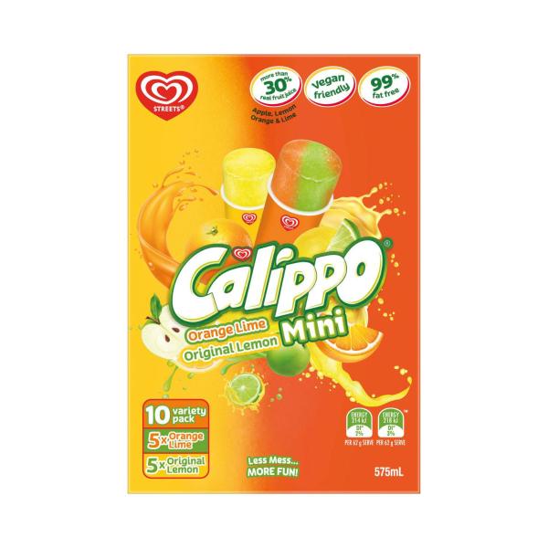 Calippo Mini Orange Lime & Original Lemon Ice Blocks 10 Pack