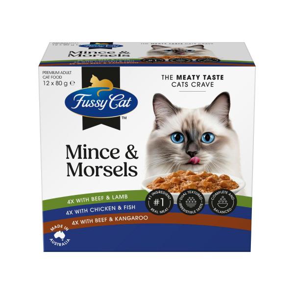 Grain Free Twice as Tasty Adult Wet Cat Food Mince & Morsels 12x80gm
