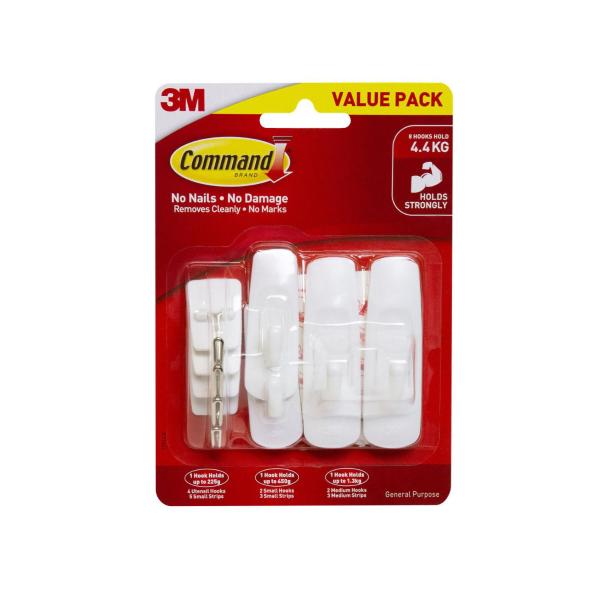 Mixed Wall Hooks Value Pack White
