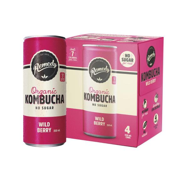 Kombucha Organic Drinks Wild Berry 4x250ml