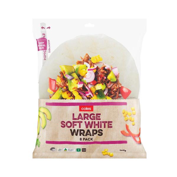 White Large Jumbo Wraps 8 Pack