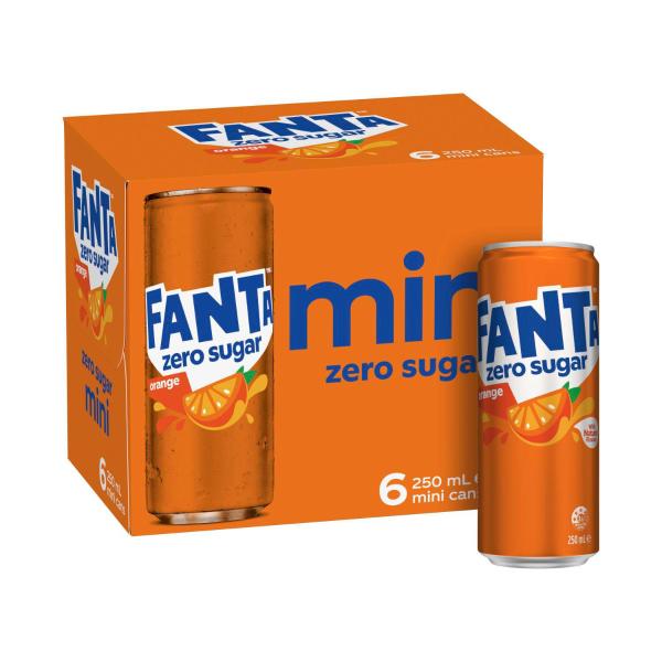 Orange Zero Sugar Soft Drink Multipack Mini Cans 250ml