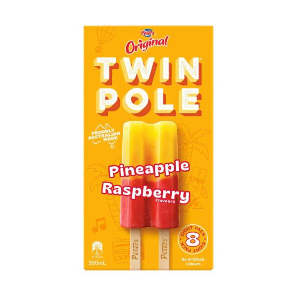 Original Twin Pole Pineapple Raspberry Ice Blocks 8 Pack