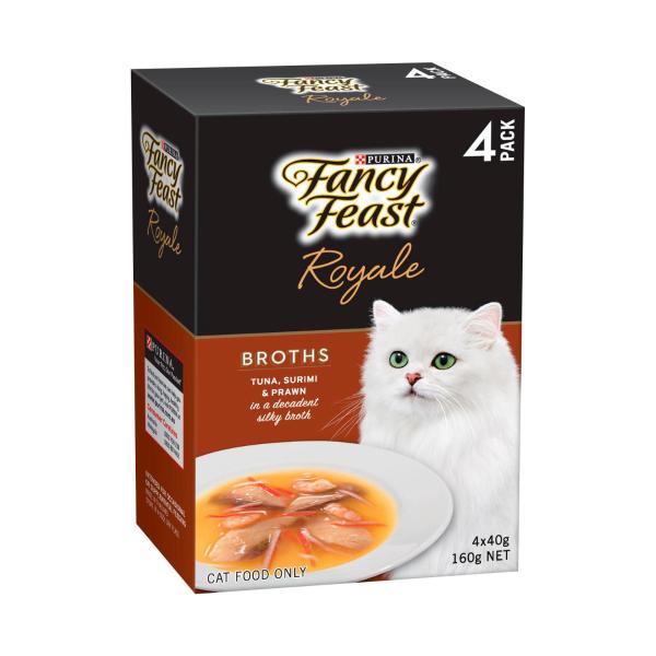 Adult Royale Broths Tuna Surimi & Prawn Cat Food 4x40g 160g