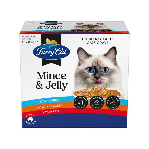Cat Food Pouch Mince & Jelly 12x80g