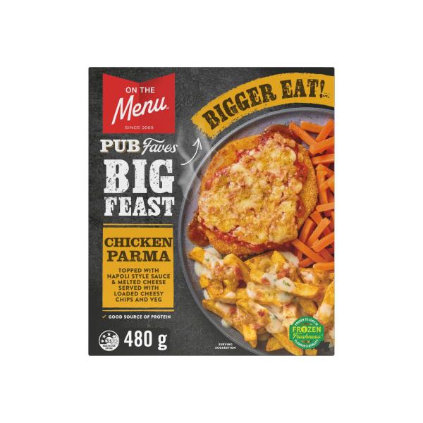 Chicken Parma With Cheesy Chips & Veg
