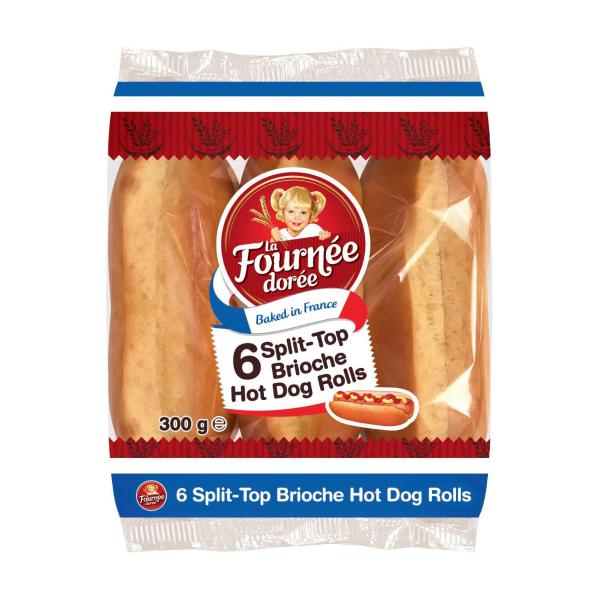 Split Top Brioche Hot Dog Rolls 6 Pack