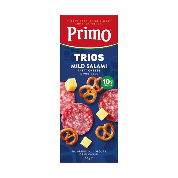 Trios Mild Salami Pretzels & Tasty Cheese Cubes