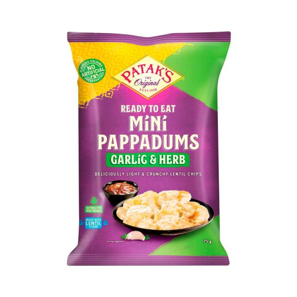 Ready To Eat Mini Garlic Herb Pappadum