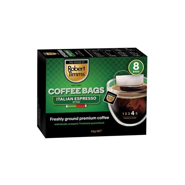 Italian Espresso Style Coffee Bags 8 Pack