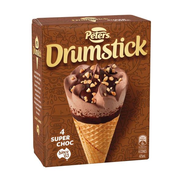 Drumstick Super Choc Cones 4 Pack